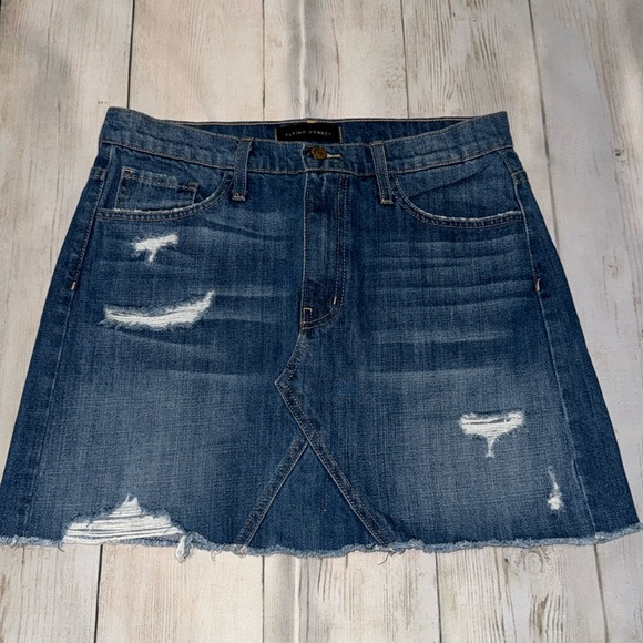 Denim Distressed Skirt Flying Monkey - Picture 3 of 4